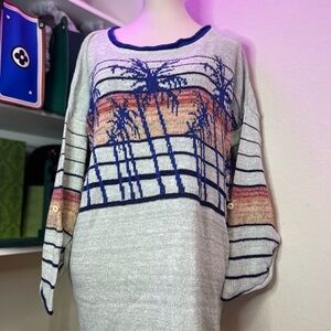 Free People Multicolor Palm Tree Sweater